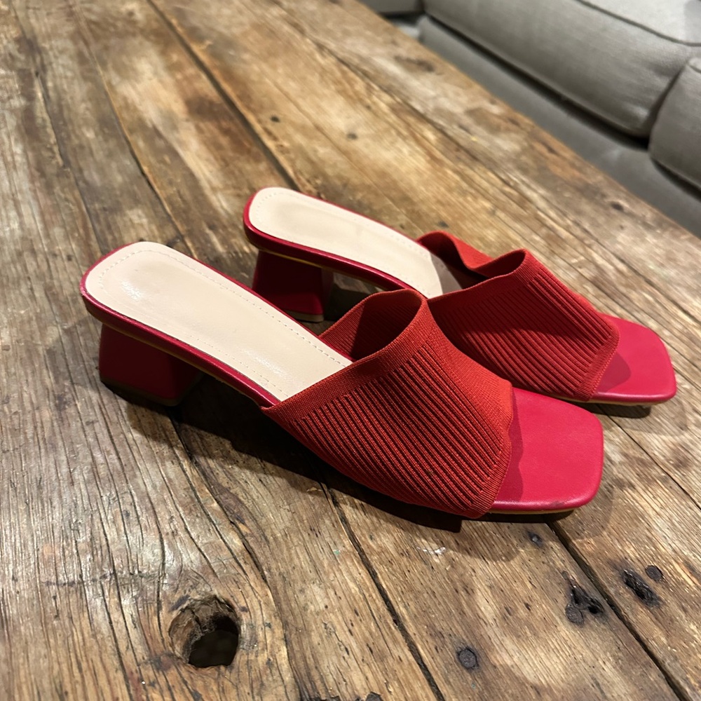 Elegant Red Women's Mules. Only worn once